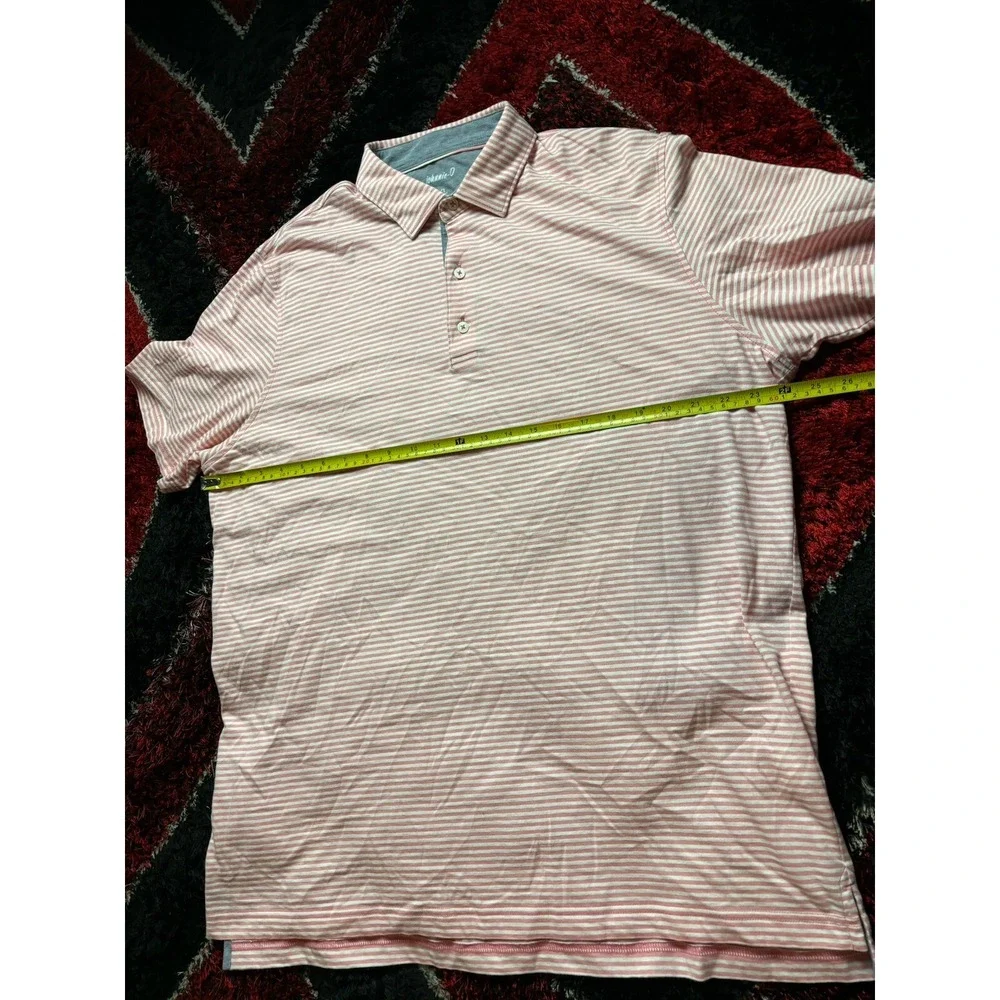 johnnie-O Warwick Striped Featherweight Performance Polo Sun Kissed Size XL